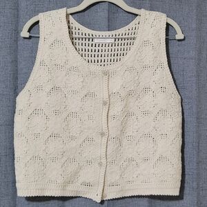 Lauren Conrad Cream Crochet Vest